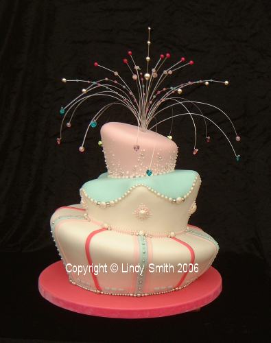 'Pink and Aqua' Wonky Wedding Cake