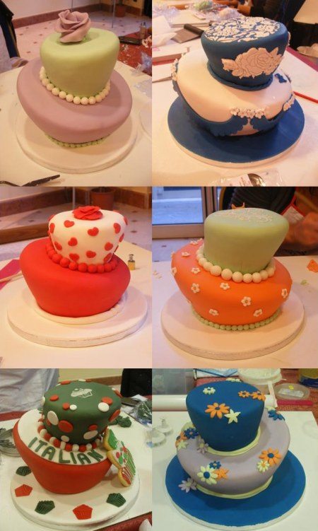 A sample of wonky cakes created by the students - very impressive shapes!