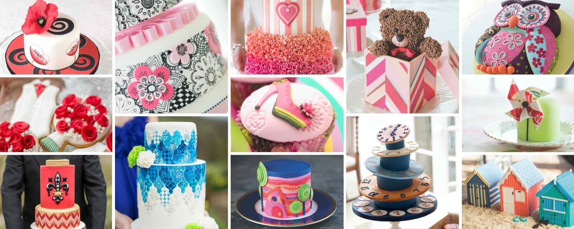 Cakes from a variety of Lindy Smith Cake Decorating Books