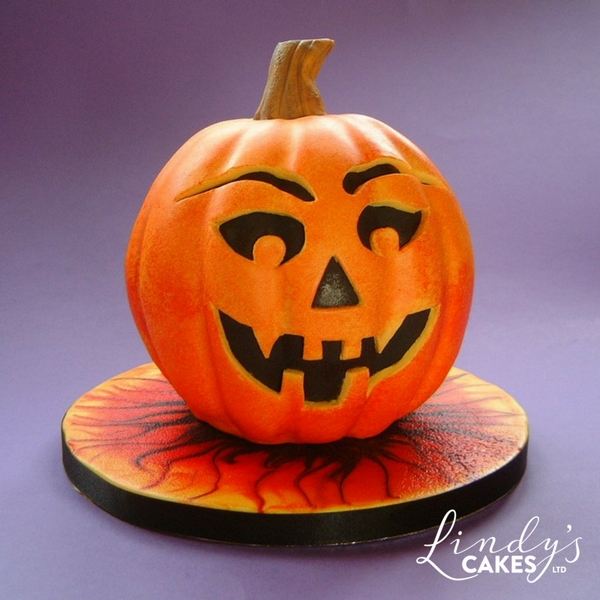 carved orange pumkin cake from storybook cakes by Lindy Smith