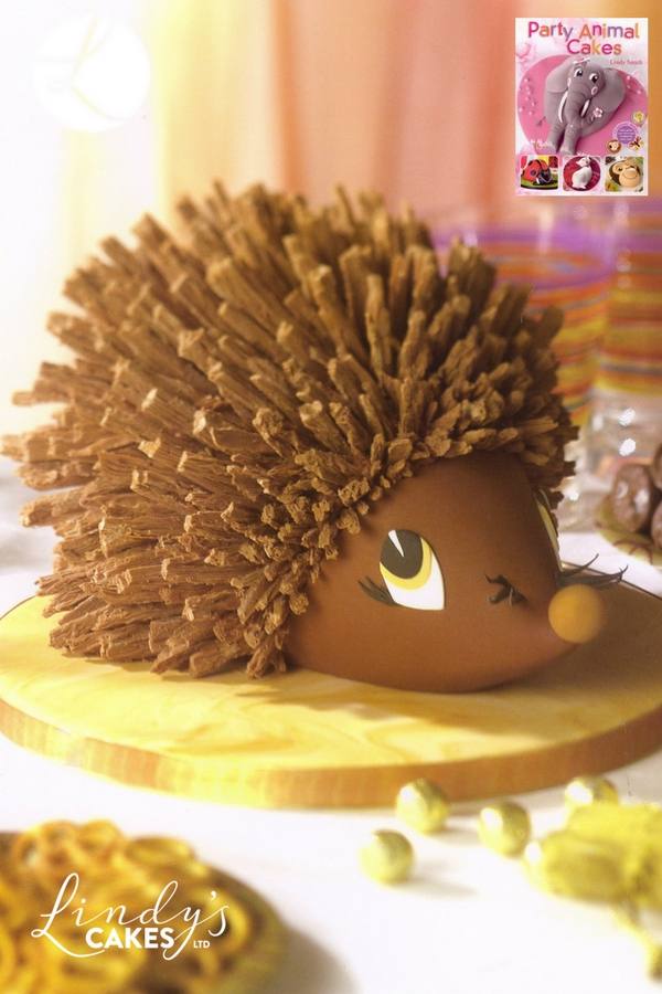 chocolate flake hedgehog from party animal cakes book by Lindy Smith