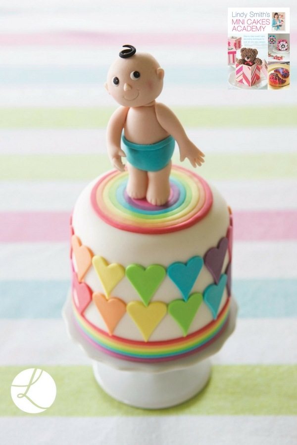 cute baby boy rainbow mini cake by Lindy Smith