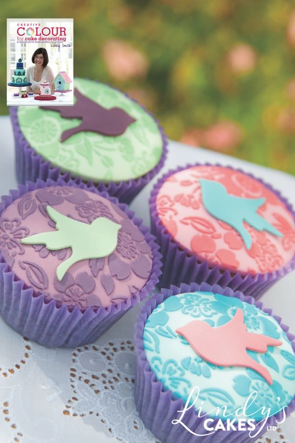 bird cupcakes from 'creative colour for cake decorating by Lindy Smith