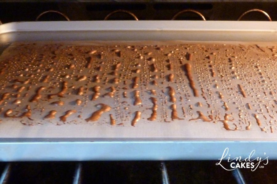 edible glitter baking in the oven