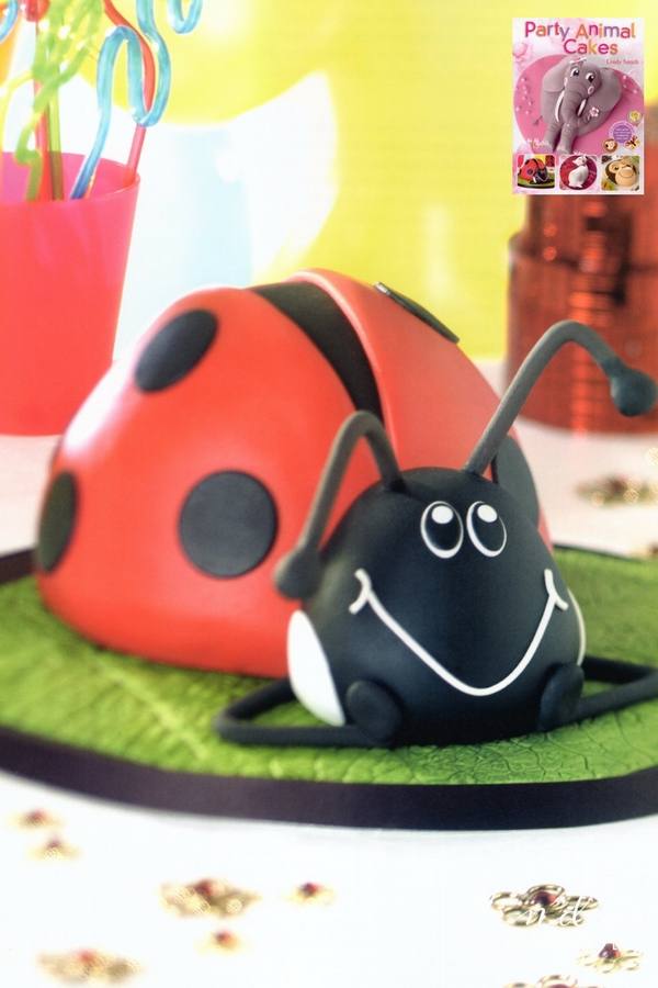 Lady bird cake from Party animal cakes book by Lindy Smith