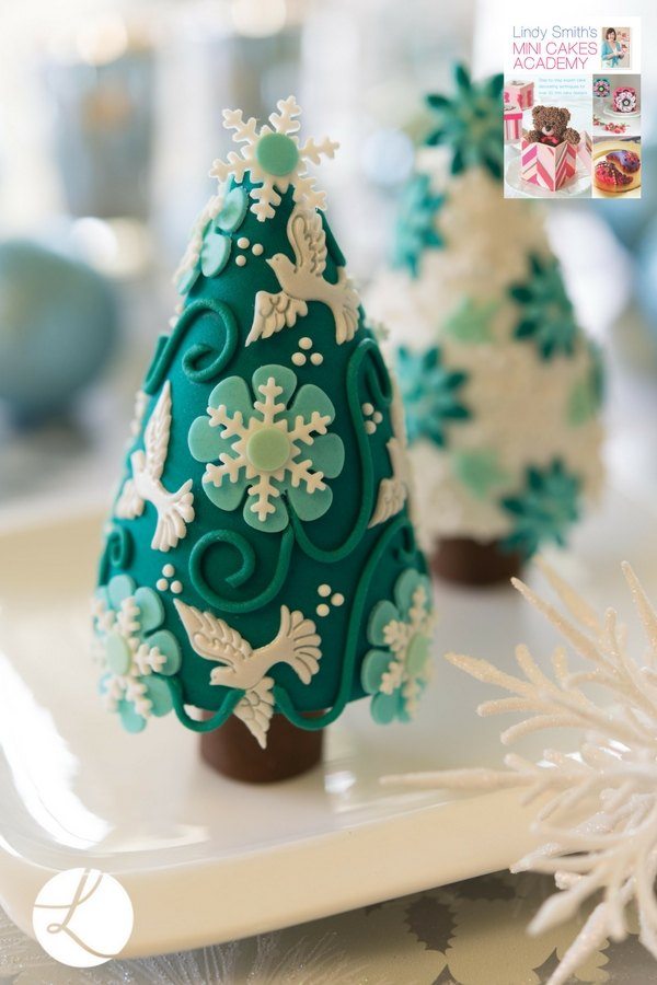 Time for tinsel mini Christmas tree cakes by Lindy Smith