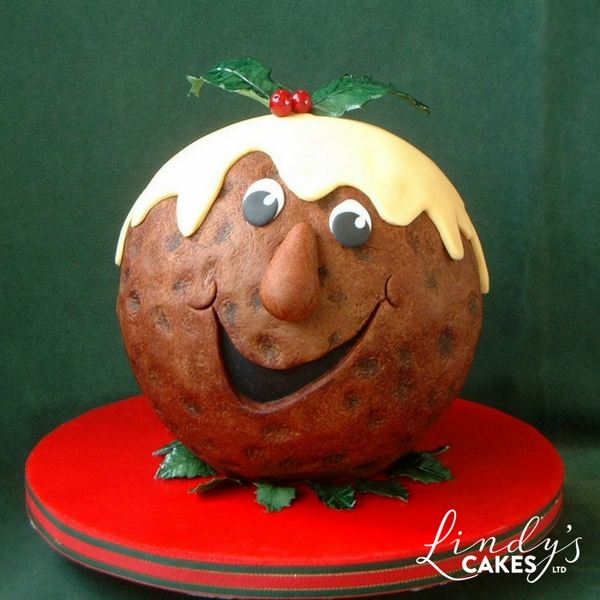 Christmas pudding ball shaped cake by expert sugarcrafter Lindy Smith