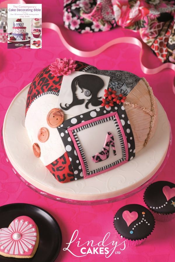 Patchwork heart cake from Lindy's contemporary cake decorating bible book