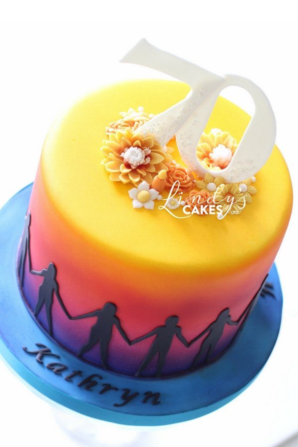 Rainbow birthday cake for Lindy's circle dancing teacher