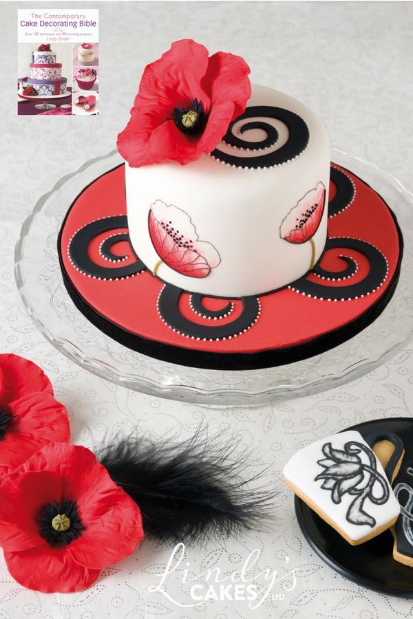 perfect red poppies on a 6inch cake by Lindy Smith from her bible book