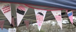 Hand made bunting at a cake stall in Taupo New Zealand