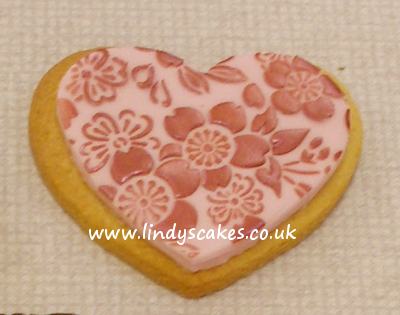 Decorated cherry blossom heart cookie by Frances - beautiful!