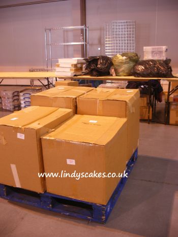 Behind the scenes - setting up the Lindy's Cakes stand at the BSG exhibition Telford May 2012