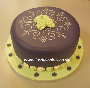 so pretty a green and deep purple cake