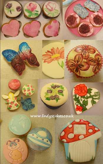 Beautiful and striking painted cupcakes and cookies