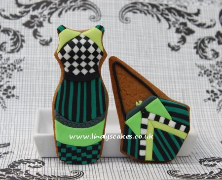 stripes and checked sugarpaste on these Art deco inspired cookies