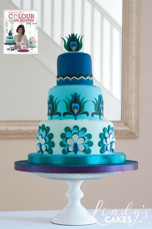 Peacock panache from creative colour for cake decorating book by Lindy Smith
