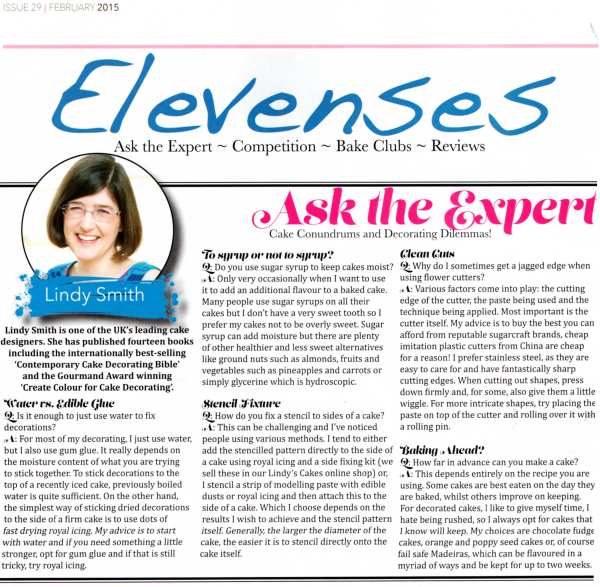 Lindy Smith cake decorating expert for cake masters magazine Ask the Expert Feb 2015 issue