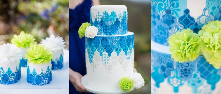 Something blue cake design from Lindy's Simple Modern wedding cakes