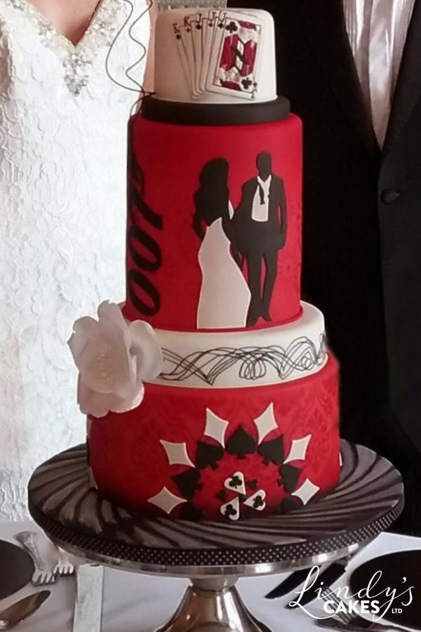 007 James Bond inspired wedding cake by cake decorating expert Lindy Smith