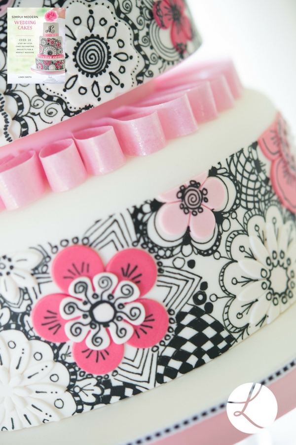 designer doodle art cake close up