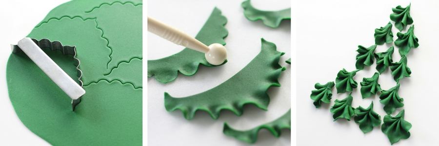 steps for creating a textured Christmas tree cookie