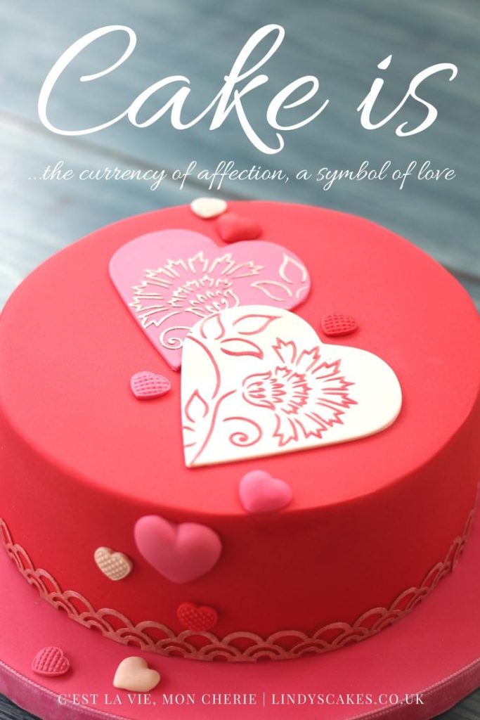 Valentine heart inspired celebration cake