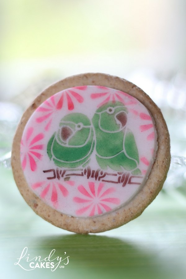 Stencilled Love bird cookie by 11 year old Sasha