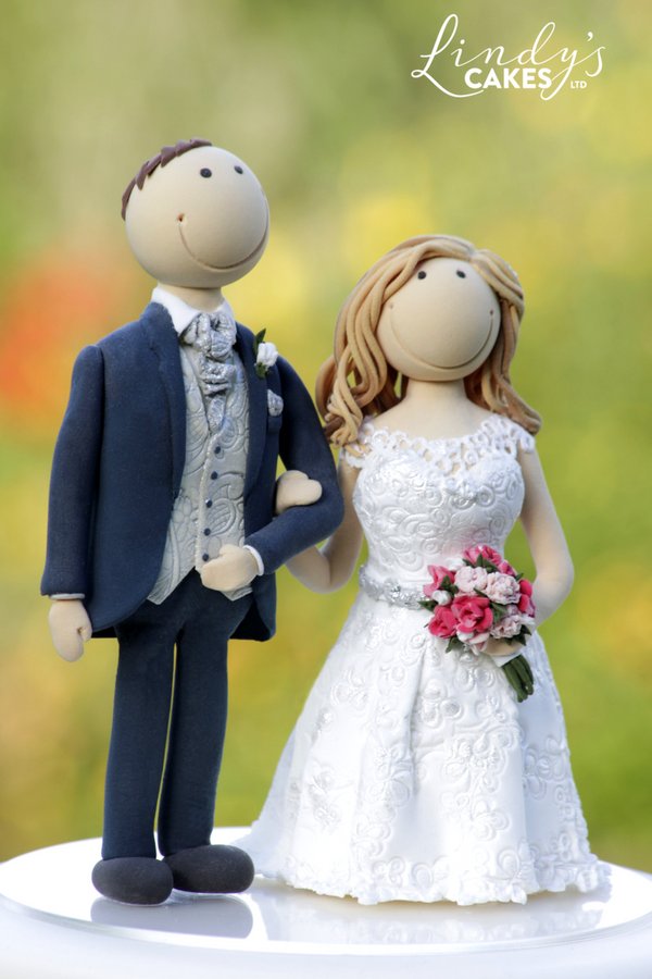 Personalised bride and groom wedding cake topper by Lindy Smith