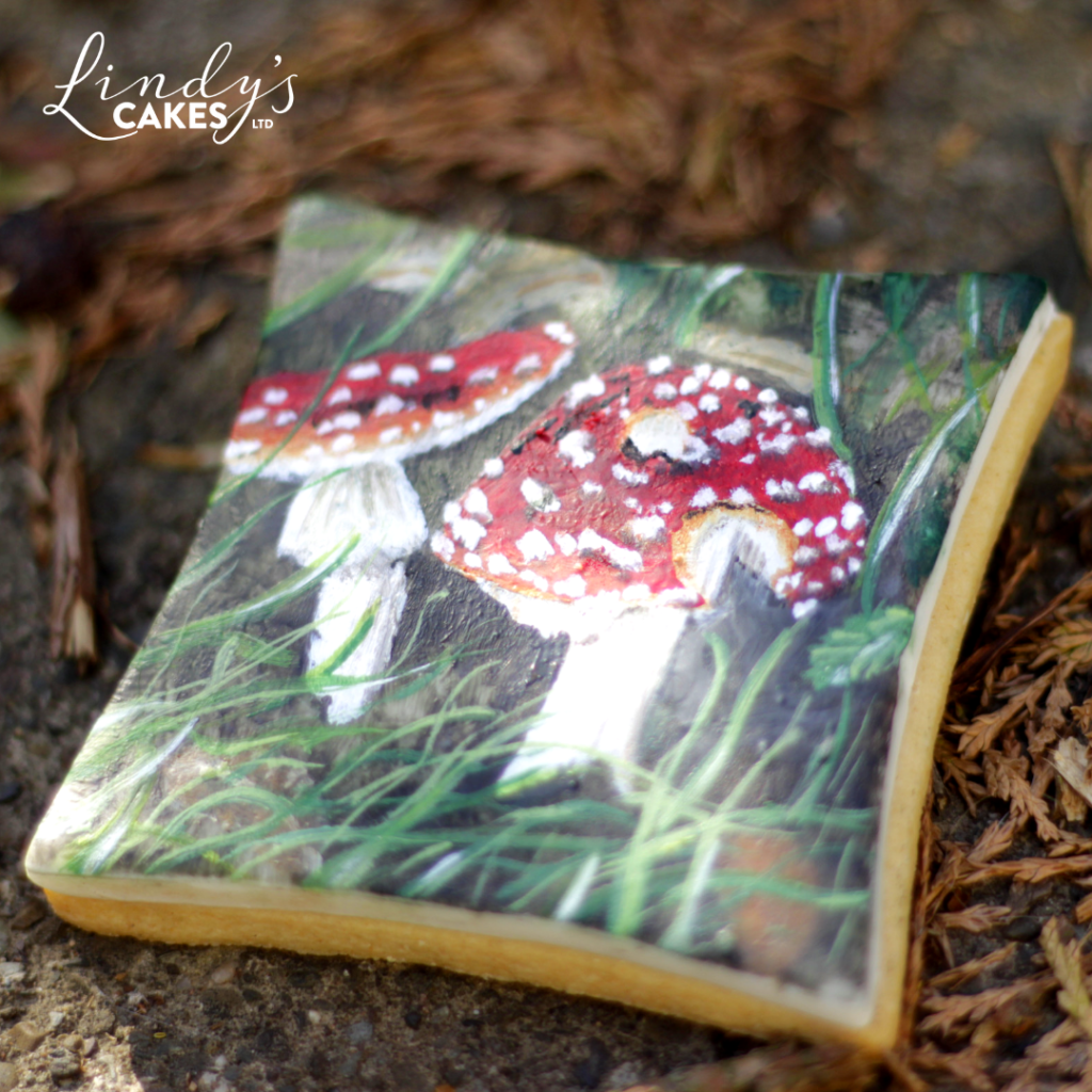 how to paint using cocoa butter - toadstool example