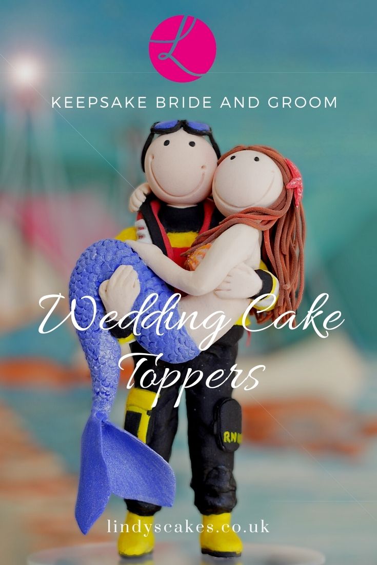 Keepsake bride and groom wedding cake toppers by Lindy Smith